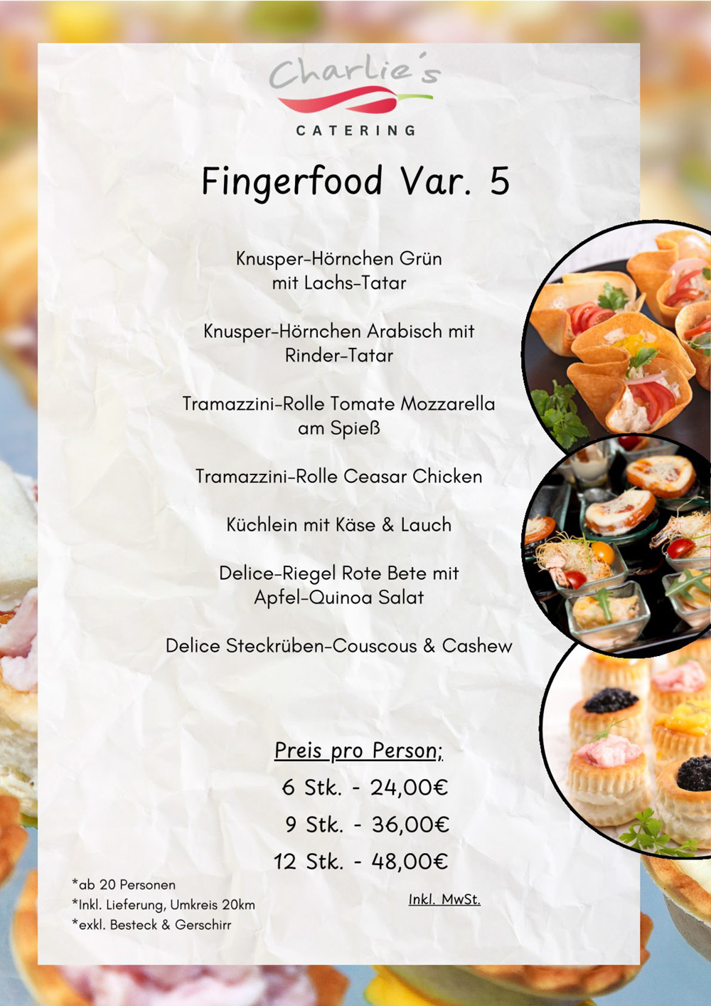 Bunte Auswahl an Fingerfood auf einem Tablett appetitlich angerichtet und dekoriert